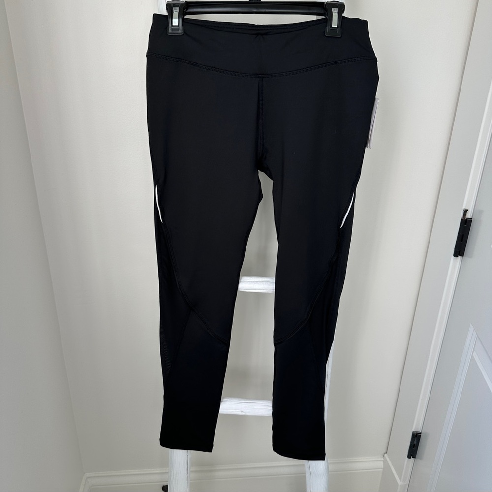 Central Park West Mesh Panel Performance Leggings Black Size Large NWT